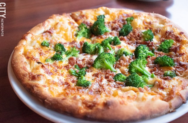 Cheddar bacon broccoli pizza. - PHOTO BY JACOB WALSH