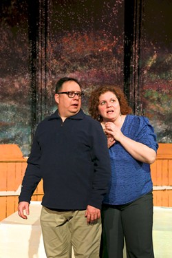 Real-life married couple Jeff and Stephanie Suida star as Roland and Marianne in "Constellations." - PHOTO BY ANNETTE DRAGON