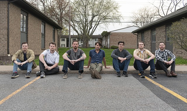 FRAN is (left to right) Joe Stehle, Clark Hadley, Ryan Longwell, Jon Lewis, Eric Kearney, Austin Radford, and Mark Bamann. - PHOTO BY JACOB WALSH