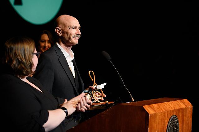 Tony Levin, inducted into the Rochester Music Hall of Fame on Apr. 22, 2018. - PHOTO BY JIM DOLAN