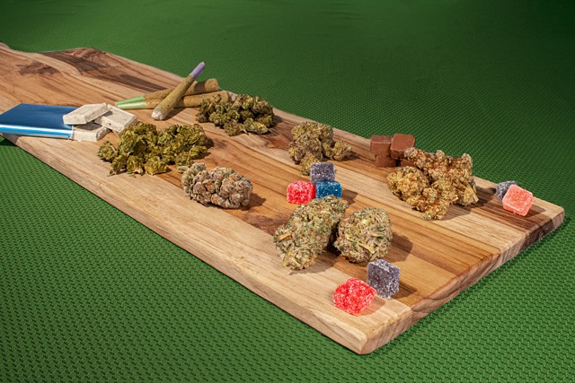 A variety of the best local cannabis strains. (Edibles provided by Chrome Grown and Vandy’s) - PHOTO BY JACOB WALSH