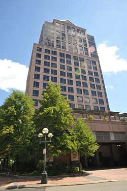A group of Rochester business leaders propose locating the new photonics institute headquarters in Legacy Tower, which formerly housed Bausch + Lomb offices. - PHOTO BY JEREMY MOULE