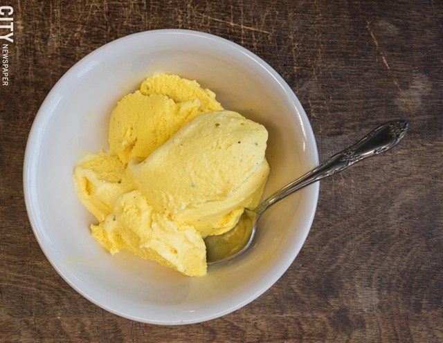 Saffron pistachio ice cream from Chortke. - PHOTO BY JACOB WALSH