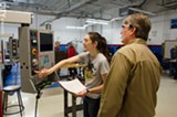 PHOTO BY MARK CHAMBERLIN - A precision machining class at MCC.